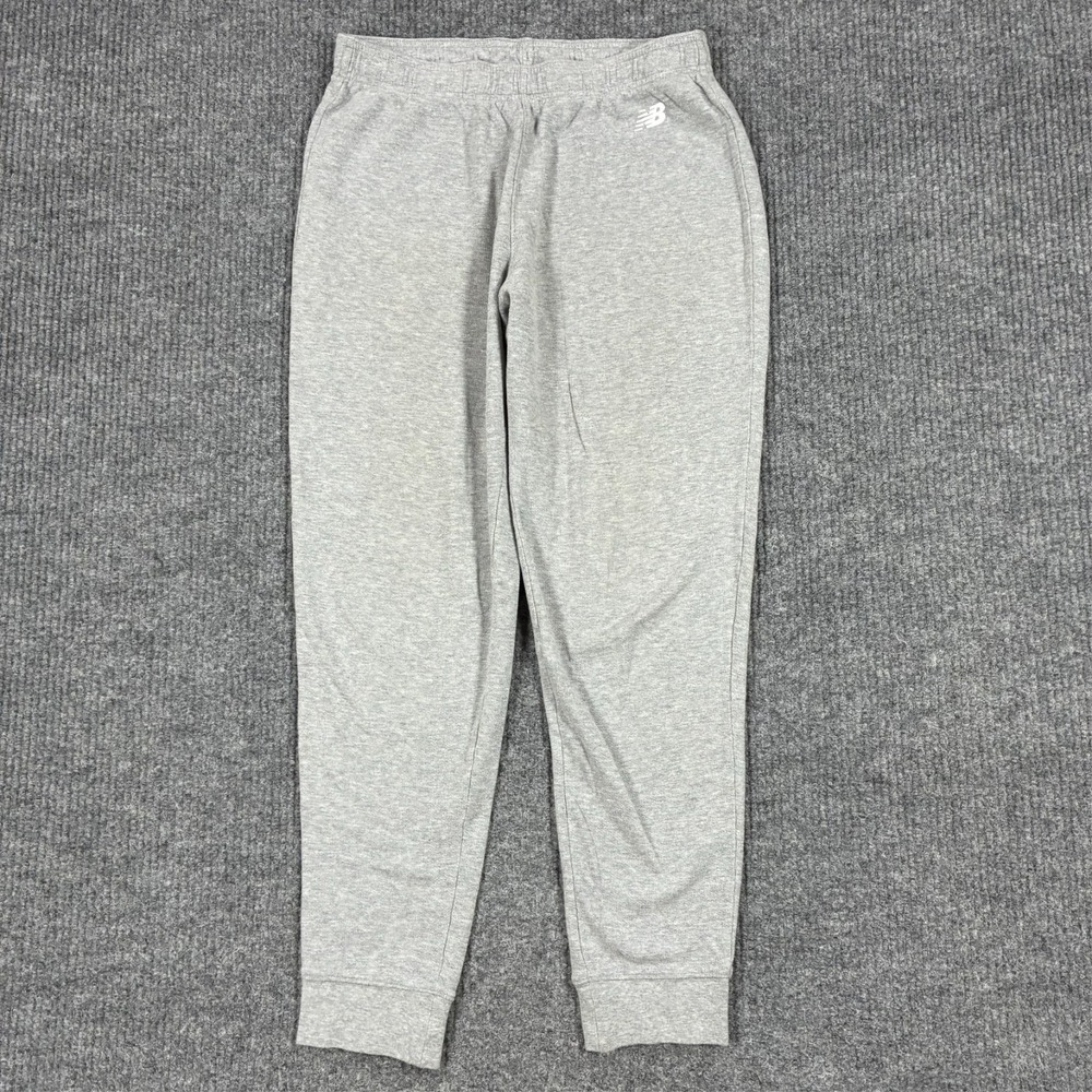 New Balance Mens Jogger Sweatpants Size Medium Gray Fleece Logo Athletic
